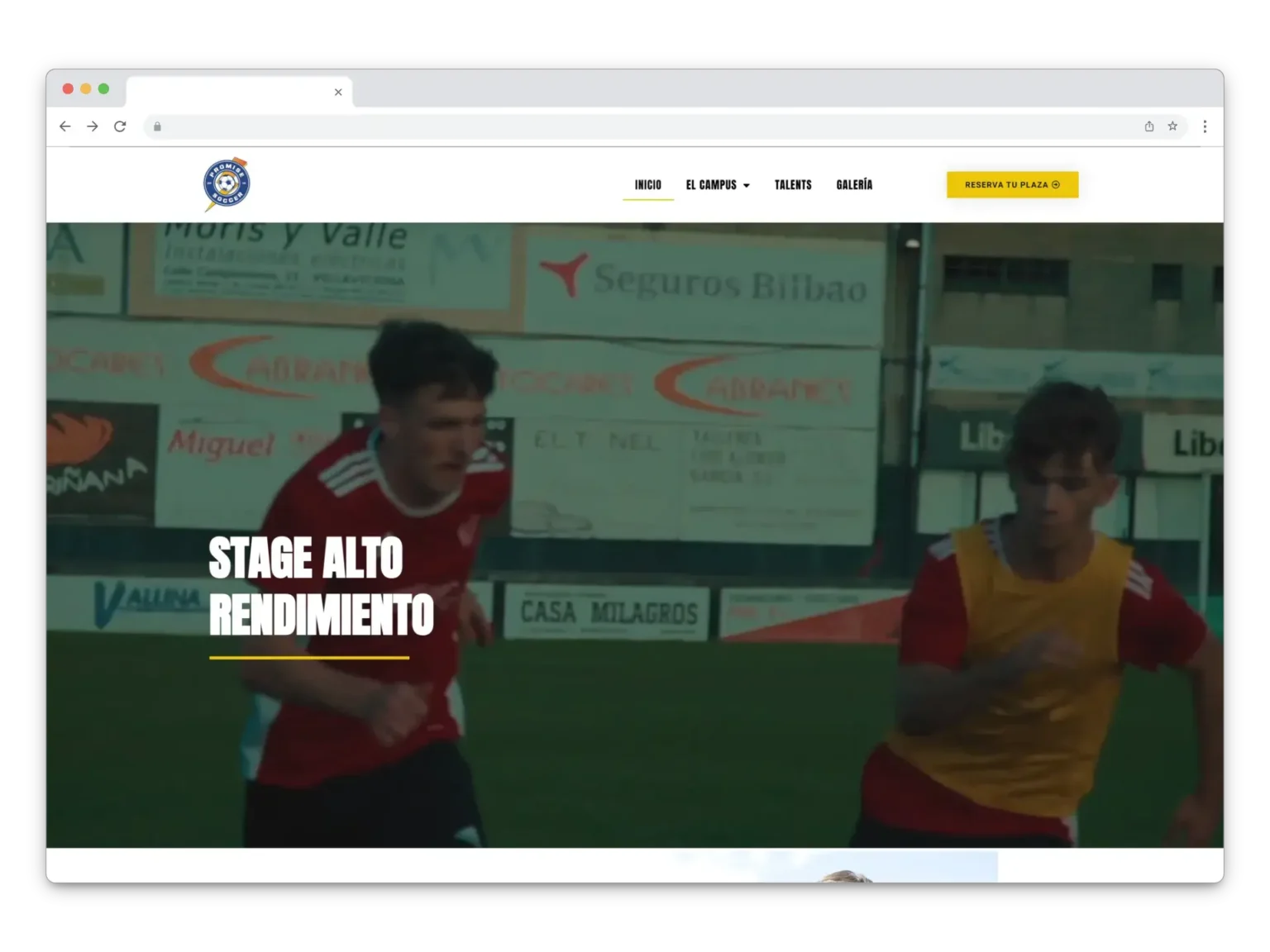 Promice Soccer Principal 1 desarrollo web para el diseño de páginas web en cartagena