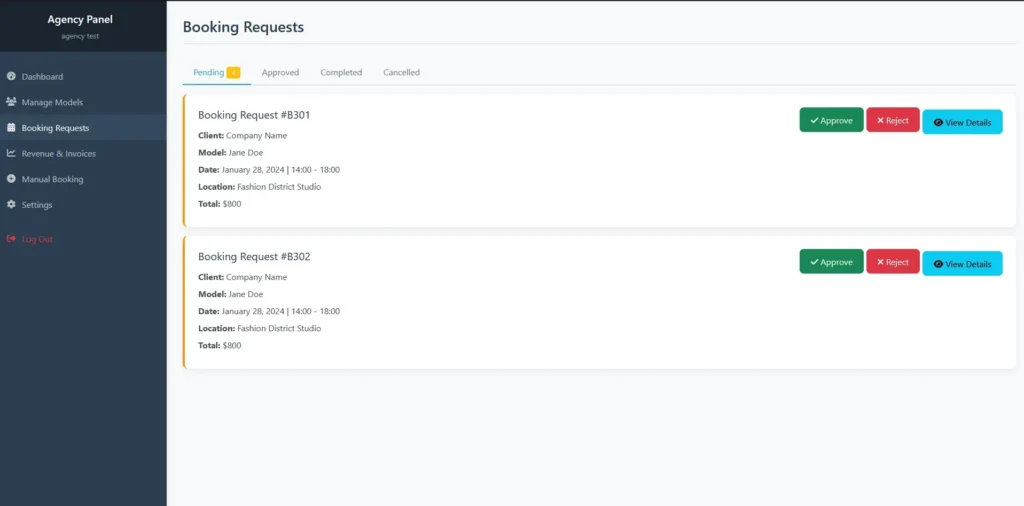 Agency Booking requests