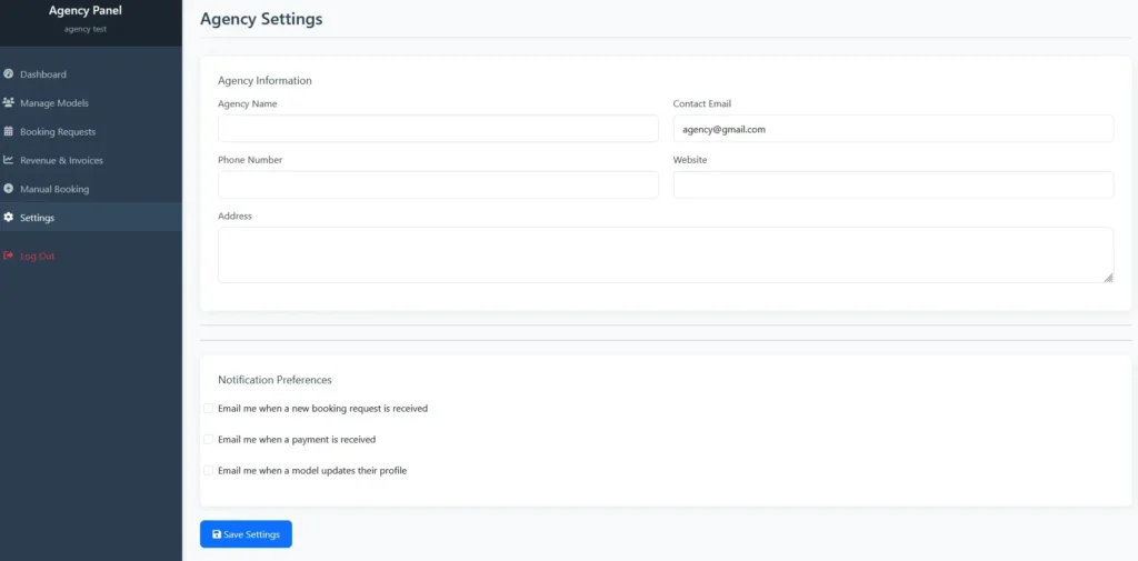 Agency settings