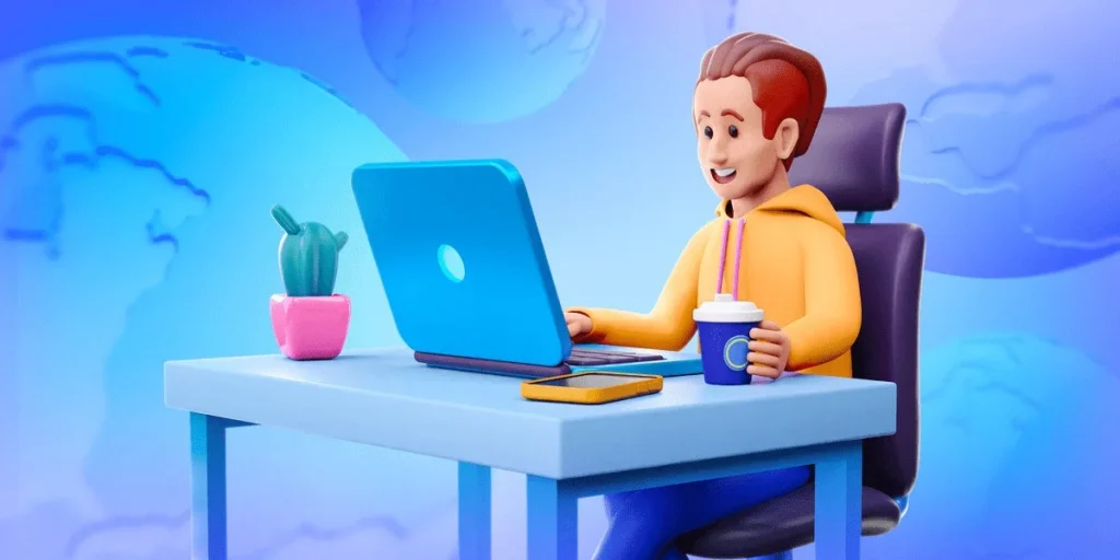 freelance trabajando en su escritorio