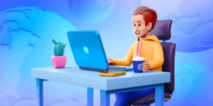 freelance trabajando en su escritorio