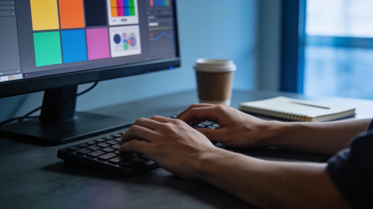 Diseñador revisando el contraste de color y la navegación por teclado de una página web
