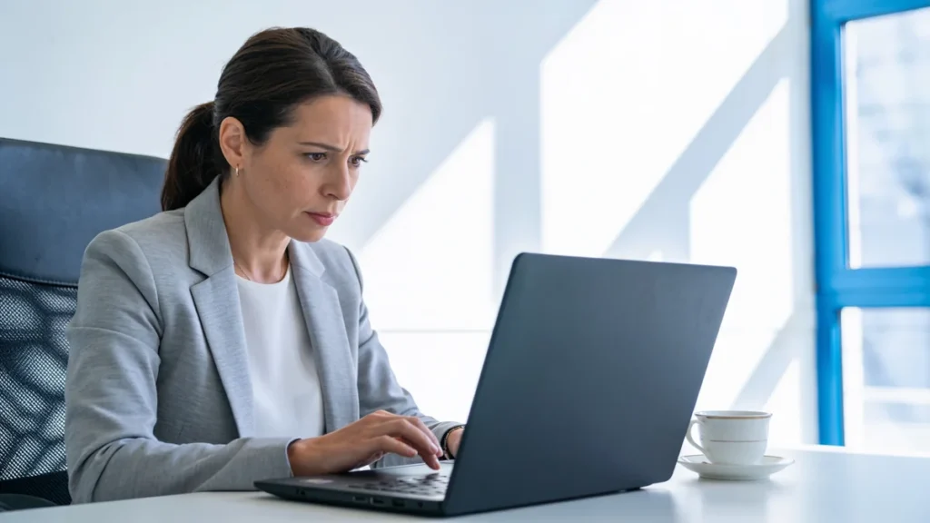 Profesional consultando un asistente de inteligencia artificial para aparecer en ChatGPT con su negocio