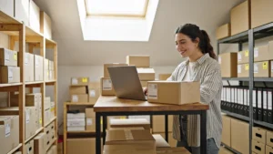 cuanto cuesta una tienda online hero Responsable de un ecommerce calculando cuánto cuesta una tienda online en su almacén