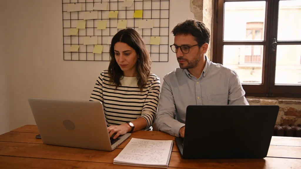 automatizar contenido con ia equipo Automatizar contenido con IA en la mesa de trabajo de una agencia
