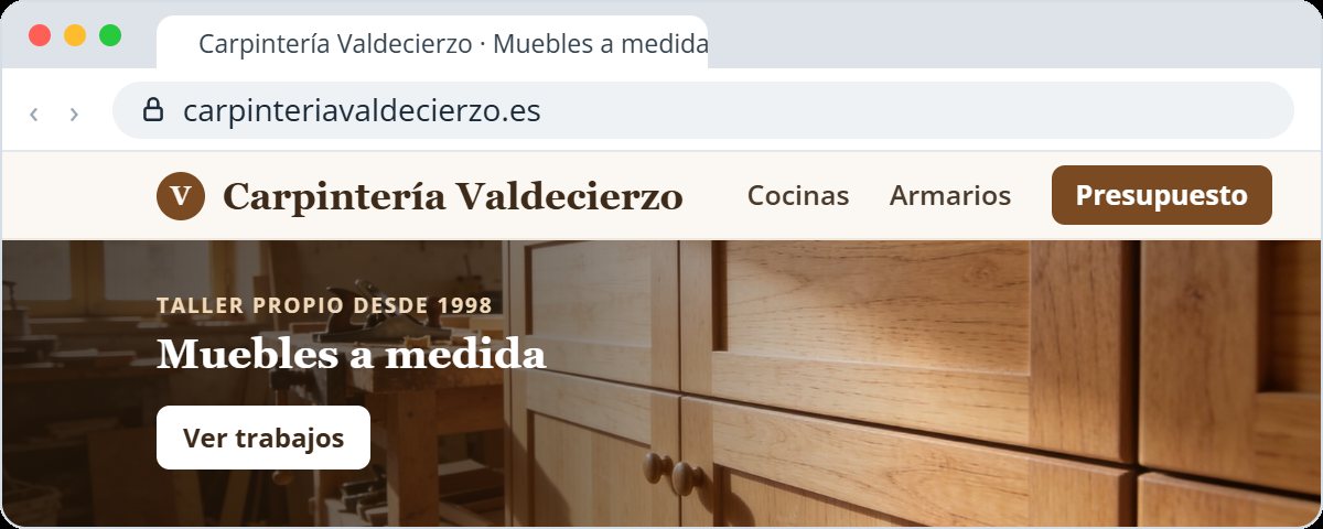 octonove src mock hosting web web con candado Ejemplo ilustrativo de la web de un negocio ficticio abierta en el navegador con https y candado