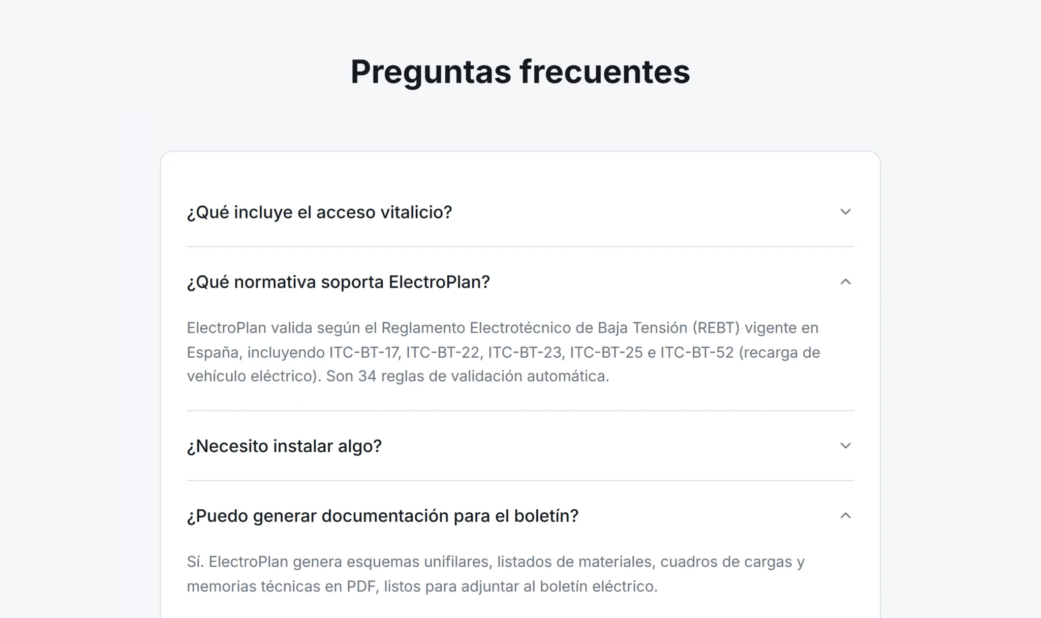 Preguntas frecuentes de ElectroPlan sobre la normativa REBT que valida y la documentación para el boletín eléctrico