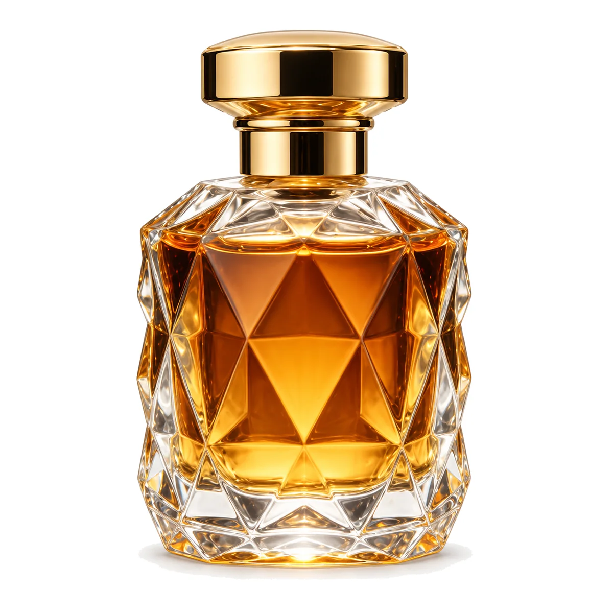 foto producto fondo blanco perfume Frasco de perfume de cristal tallado sobre fondo blanco puro