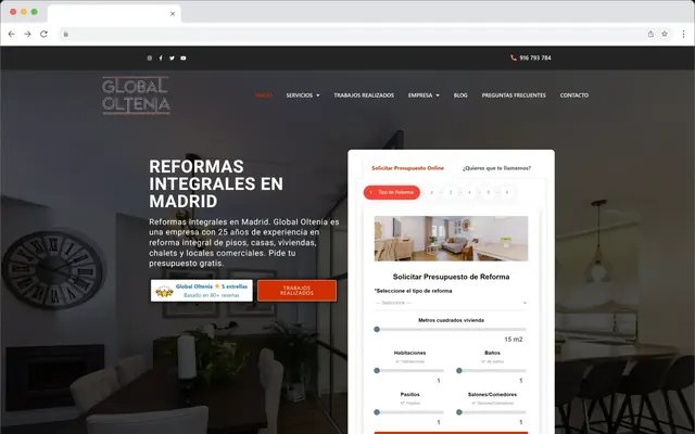 Captura de Global Oltenia (SEO), proyecto de Octonove