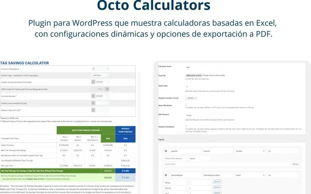 Captura de Octo Calculators (plugin), proyecto de Octonove