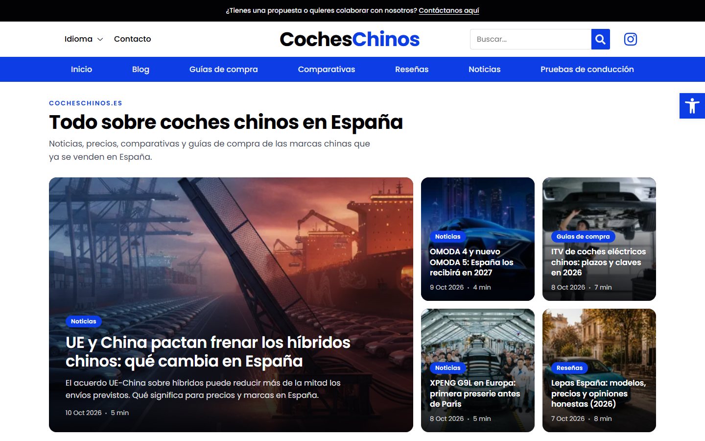 octonove web cocheschinos d Portada de Coches Chinos, portal sobre coches de marcas chinas en España
